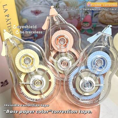 5pcs/Set Large Capacity Macaron Color Correction Tape, Student Portable School Supplies Stationery Smooth Correction Tape, Cute Correction Pen Ins Style, Back To School, Office & Study Supplies > Writing & Correction > Erasers & Correction Products > Correction Tape