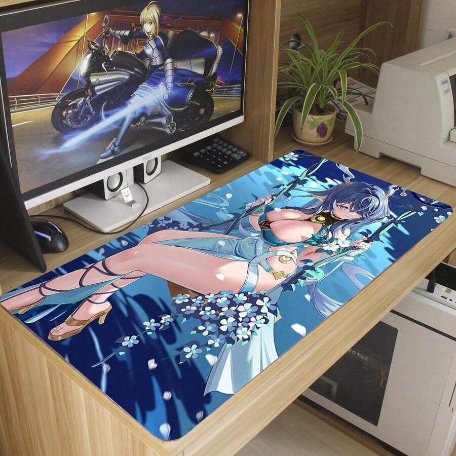 Lauma Anime Keyboard Mouse Pad Gaming Desk Mat Gift For Office Professional Large Mouse Pad & Computer Game Mouse Mat (15.75*35.43In ,90*40Cm ) - White(Rubber) - View 1