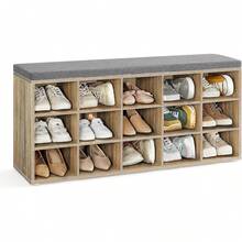 Shoe Cabinets - Oak With Blue + Gray Grain - View 1