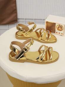 2026新款时尚休闲儿童连体凉鞋，男女通用设计，适合夏季穿着。款式时尚、优雅简约，高品质童鞋。 - 金色 - 查看 5