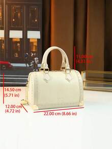 Retro Women's Handbag, Fashion Rivet Studded Urban Versatile Boston Bag - Multicolor - View 6