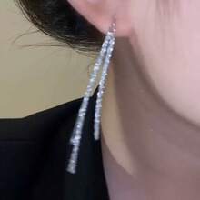 Elegant Long Tassel Earrings For Round Face Slimming Galaxy Design Fashion Niche High-End Versatile New Earrings For Women - Bông tai tua rua thiên hà - Xem 5