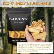52g/98g Palo Santo Wood From Peru, An Ideal Choice For Natural Space Purification And Enhancing Meditation Experience. Releases Warm Woody Aroma When Burned, Can Be Used For Energy Cleansing And Stress Relief. Sealed In Black Bags To Lock In Freshness And Easy To Carry. - Star - View 2
