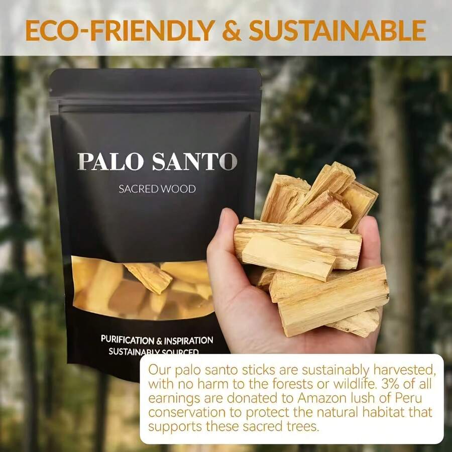 52g/98g Palo Santo Wood From Peru, An Ideal Choice For Natural Space Purification And Enhancing Meditation Experience. Releases Warm Woody Aroma When Burned, Can Be Used For Energy Cleansing And Stress Relief. Sealed In Black Bags To Lock In Freshness And Easy To Carry.