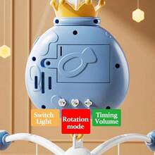 遥控婴儿床铃，带投影、音乐和夜灯功能 | ABS动物造型旋转玩具 | 舒缓放松的摇篮曲 | 理想的新生儿礼物 - 彩色 - 查看 3