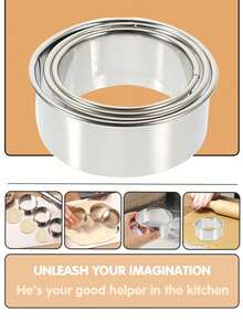 5-Piece Stainless Steel Dumpling Skin Cutter Set, Round Cookie Cutter, Multi-Function Dough Round Cutter Suitable For Baking, Dumplings, Empanadas, Ravioli And Pastries - Multicolor - View 8