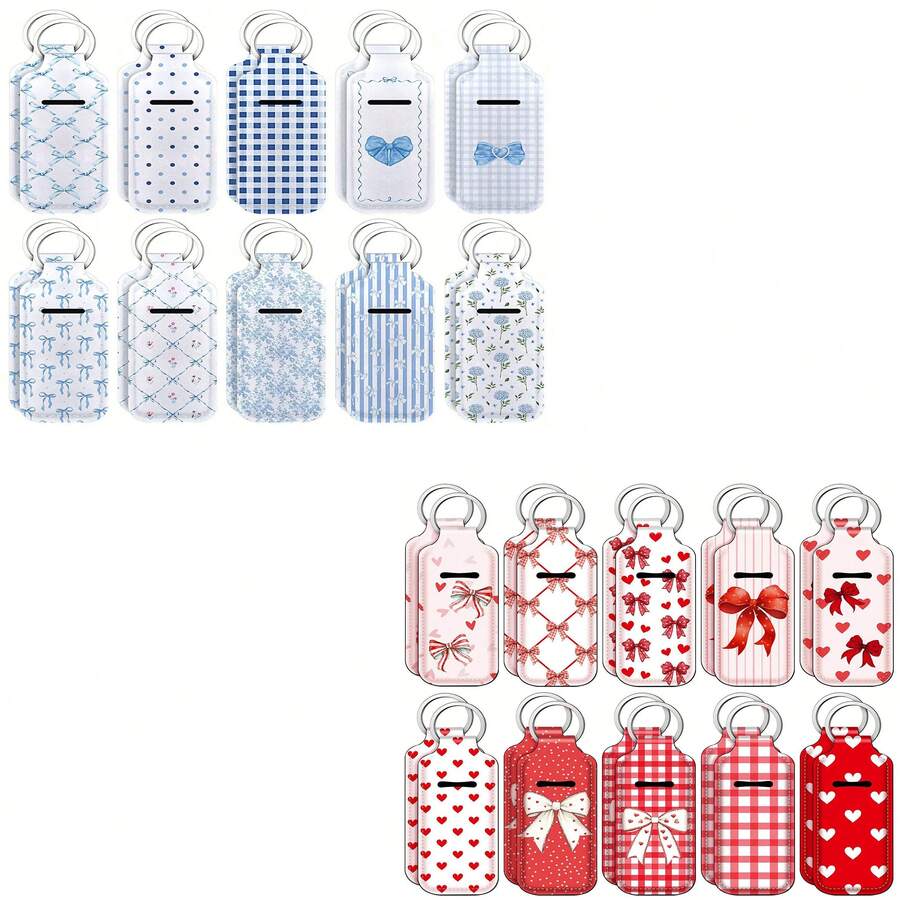 10/20pcs Bow Tie Lipstick Holder Keychain, Loose Lip Balm Holder Keychain, Valentine's Day Birthday Party Small Gift - Multicolor - View 1