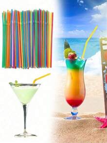300/200/100/10pcs Colorful & Black Flexible Straws, Suitable For Coffee And Beverage Mixing, Drink Accessories For Milkshakes, Bubble Tea, Iced Coffee, Etc. These Straws Are Flexible, Suitable For Bars And Clubs. The Black Flexible Straws Are Suitable For Coffee And Beverage Mixing, As Drink Accessories, And Can Also Be Used In The Kitchen, Bars, Clubs, Various Drinks, Milk, Soda, Parties, Back-To-School, Offices, Valentine's Day, Competitions, Restaurants And Homes. - 彩色 - 查看 4