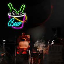Letrero de neón de cerveza para decoración de pared, letrero de neón regulable, barra de luces LED para hombre, letrero de luz de cueva para recámara, hogar, bar, tienda, pub, bistró, fiesta, hotel - Tatuaje abierto - Ver 9