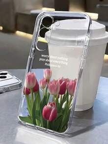郁金香彩绘透明极简时尚创意防震手机壳，兼容 17/17Pro/17ProMax、16/11/16Pro/16Plus/16ProMax/16E/15ProMax/13/14/12/XS/XR/7G/8P、Galaxy S25/S25Plus/S25 Ultra/A16/A36/A26/A56/A50/A12/A32 - 彩色 - 查看 1