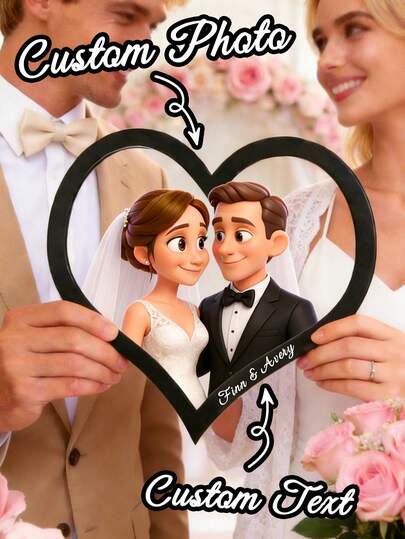 Personalized Cartoon Photo Art Frame, Customize With Your Photos And Text. Photos Are Rendered In A Cartoon Style, Handcrafted With High-Quality Acrylic/Solid Wood. This Custom Cartoon Photo Frame Is A Multi-Functional Home Decoration, Suitable For Living Rooms, Bedrooms, And Workplaces.