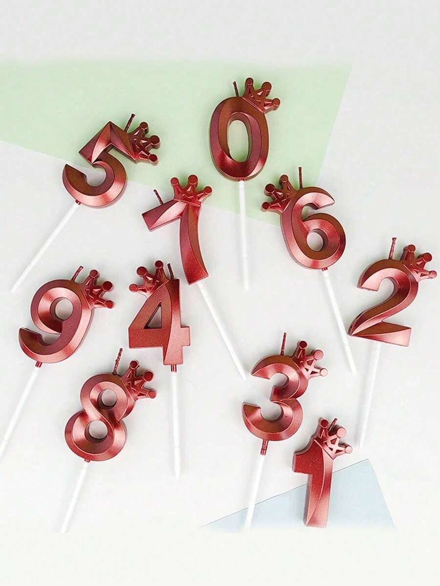 1件創意紅色皇冠造型0-9數字生日蠟燭,生日蛋糕裝飾,生日派對裝飾,適用於生日、週年紀念、性別揭曉派對、單身女派對、畢業典禮 - 紅色 - 查看 1
