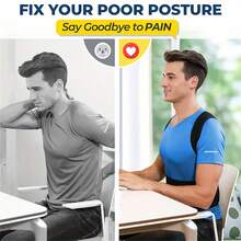 Unisex Adjustable Back Corrector, Shoulder Corrector, Full Back Support, Relieve Upper And Lower Back Pain - Scoliosis, Improve Back Posture And Provide Lumbar Support.Unisex Back Brace Posture Corrector, Shoulder Corrector, Adjustable Full Back Support, Relieves Upper And Lower Back Pain - Scoliosis, Improves Back Posture And Provides Lumbar Support - Black - View 4