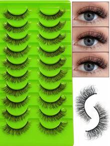 10 Pairs 6D Soft Fluffy Makeup Eyelashes, Handmade Reusable Short Natural Lashes, Dramatic 3D Eyelash Extension, 3D Cilios Artificial Eyelashes - Fluffy Lashes - View 1