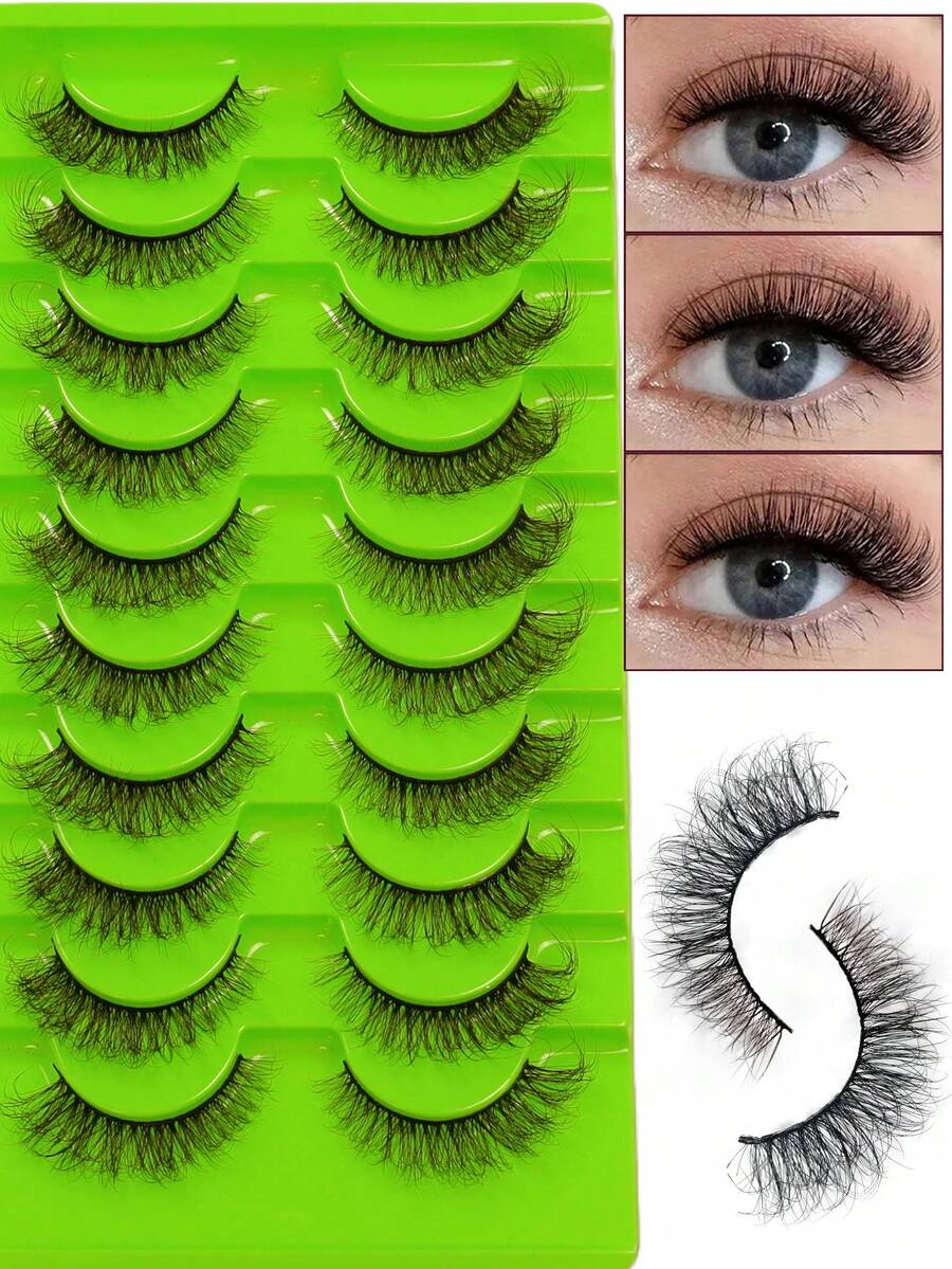 10 Pairs 6D Soft Fluffy Makeup Eyelashes, Handmade Reusable Short Natural Lashes, Dramatic 3D Eyelash Extension, 3D Cilios Artificial Eyelashes - Fluffy Lashes - View 1