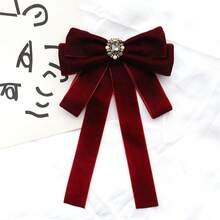 Women's Matte Black Faux Pearl Bowknot Brooch, Versatile Ribbon Decor Accessory, Academic Style - Multicolor - View 11