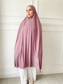 2件/1件装女士穆斯林头巾,带袖套,纯色水晶亚麻简约长款头巾,时尚百搭,适合户外祈祷,透气舒适,四季皆宜。 - 連袖頭巾 - 查看 30