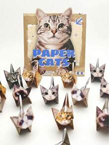 1/50pcs Handmade Origami 3D Cat Model, Interesting Handicraft Desktop Decor And Gift For Animal Lovers, Stackable Cat Figurine, Decorative, Multi-Color Options - Multicolor - View 10