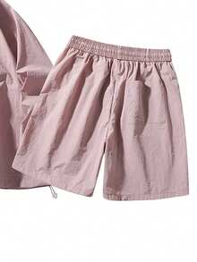 Summer Lightweight Loose-Fitting Casual Outdoor Beach Single-Layer Lightweight Shorts Set - 粉色 - 查看 6