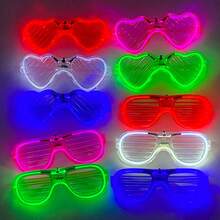 Gafas luminosas con luz LED para niños y adultos, lentes de neón que brillan en la oscuridad, con obturador, suministros deúsica para Bar y Club, 1/10 piezas B28V - 05 - Ver 2