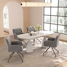 4er Set Esszimmerstühle Mit Rautenmuster,Gepolsterter Sessel Mit 4 Metallbeinen,Moderner Lounge-Stuhl,Wohnzimmerstuhl Für Shlafzimmer,Arbeitzimmer Und Schreibtisch,Lendenwirbelstütze,Samt,Hellgrau - Grey - View 5