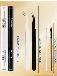 [6/3pcs Set, Black/White Glue + Tweezers + Lash Brush] 3pcs Set, Pink Glue - Non-Allergenic, Waterproof, Sweat-Proof, Gentle On Eyes, Suitable For Sports, Swimming, Surfing And Makeup. Swimming Essential. Streamlined Tubular Design, Durable PVC Material | 72-Hour Strong Hold, Latex-Free, Waterproof | Suitable For DIY Cluster Lashes, Homemade False Lashes Makeup Tools | Mixed With Black Lash Extension Glue - Black and White - View 5