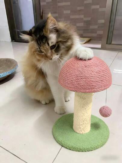 Mushroom-Shaped Cat Tree With Integrated Scratching Post,Perfect For Kittens,Features Mushroom-Shaped Scratching Posts,Durable Sisal Rope,And Prevents Lint Buildup,Also A Soothing Toy For Small To Medium-Sized Cats (Slightly Smaller Size,Suitable For Small To Medium-Sized Cats)
