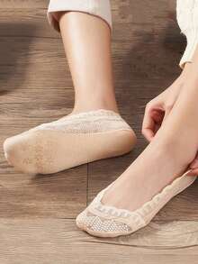 1/5/10 Pairs Of High-Quality Lace Invisible Summer Thin Breathable Low Top Silicone Anti Slip Boat Socks For Women - Multicolor - View 4