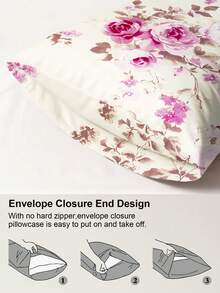 1pc/2pcs/4pcs Floral Print Pillowcase, Breathable Soft Comfortable, Envelope Closure Suitable For Bedroom Sofa Home Decor, Retro Style Bedroom Living Room Home Decor, Pillow Insert Not Included, Suitable For All Seasons - Multicolor - View 4