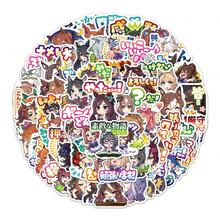 80张/赛马女孩表情卡通涂鸦贴纸 跨境装饰水杯汽车行李贴纸 - 賽馬女孩塗鴉貼 - 查看 2