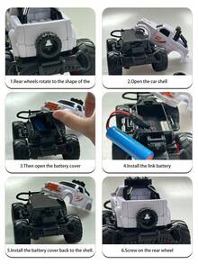 1辆带灯光的遥控卡车，遥控车，遥控玩具车礼物，遥控越野卡车，适合3-12岁男孩，圣诞节/万圣节/新年/亲子互动礼物 - 彩色 - 查看 5