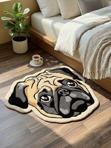 1pc Pug Shaped Area Rug, Cute Rug For Autumn/Winter, Decorative Carpet, Bedroom Decor, Small Rug, Carpet, Home Decor, Living Room Rug, Living Room Small Rug, Bedroom Rug, Living Room Home Decor, Outdoor Rug, Washable Rug Christmas Decor Kitchen Rug - Multicolor - View 3