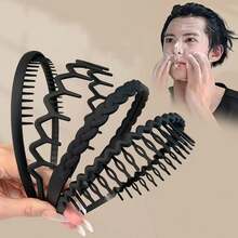 1件装 2025新款黑色隐形发带，男士可水洗防滑齿状发圈，男士发夹 - A - 查看 2