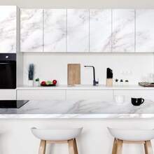 1 Roll Of Light Luxury White Gold Marble Patterned Self-Adhesive Wallpaper, Waterproof And Oil Resistant, Kitchen Countertop Wall Stickers, Bathroom Furniture Renovation Wallpaper, Vinyl Wall Contact Paper, Thick And Durable Wallpaper Easy To Match Removable Wallpaper. 15.7inx39.3/118.1/196.8in - A - View 11