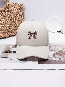 1pc Women's Fashion Leopard Print Bow Decor Adjustable Baseball Cap, Casual Minimalist Style Suitable For Daily And Outdoor Wear, Classic Retro Soft Sweatband Lightweight Sun Protection, Perfect Gift For Family And Friends - 彩色 - 查看 6