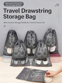 1/3/6 piezas Bolsas de almacenamiento de zapatos talla L/M, con cierre de cordón a prueba de polvo y humedad con ventana transparente, organizador portátil para viajes, hogar, dormitorio, unisex - Multicolor - Ver 6