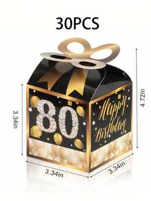 30个/10个装黑色生日派对礼盒，包含15周年、40周年、50周年、60周年、70周年和80周年纪念礼盒，生日派对礼物，周年纪念纪念品，婚礼宾客装饰，婚礼宾客礼物，情人节礼物，厨房和酒吧用品，派对小礼品 - 黑色 - 查看 14