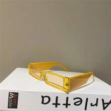 Gafas de sol rectangulares pequeñas para mujer, lentes de sol cuadradas de diseñador de marca Vintage ovaladas, antideslumbrantes, JSWP - Blanco - Ver 10