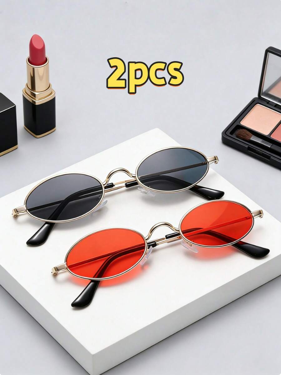 1pc Metal Decorative Fashion Glasses For Women, High-Quality Summer Accessory To Reduce Sunlight Intensity, Suitable For Everyday Wear - Multicolor - View 1