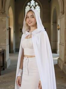 新款天鹅绒斗篷成人角色扮演服装套装，新娘披肩派对表演装扮化妆舞会女巫巫师连帽抽绳斗篷，适合圣诞节、万圣节、狂欢节派对、宴会等场合。 - 彩色 - 查看 8