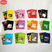 100 Pieces Holographic Laser Mylar Bags,Reusable 2.75*3.93 Inch Smell Proof 1g Storage Bags,Fruit Design Pouch,Mini Flat Zip Lock Pouch Waterproof Packaging Small Mylar Bag,Self Sealing Resealable Zipper Bags - Multicolor - View 5