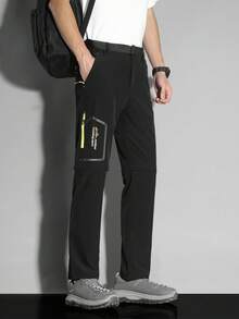 Autumn/Winter New Men's Outdoor Detachable 2-Section Hiking Long Pants, Softshell Climbing Sports Pants - Black - View 4