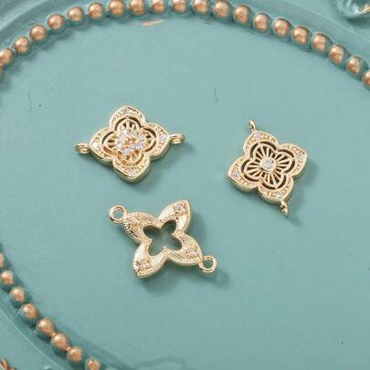 2个复古金色双环连接配件，可用于耳环、手链、项链、装饰链等。