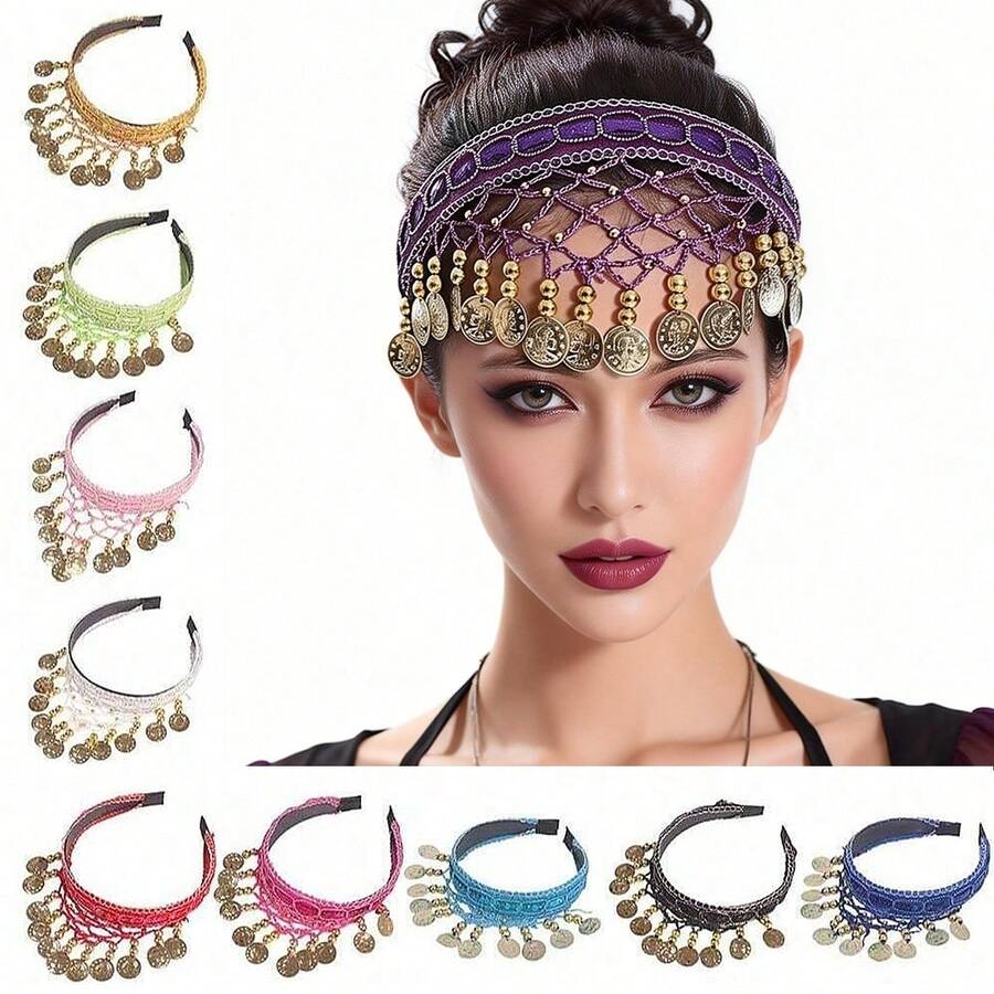 1 chiếc băng đô cài tóc cho bé gái, băng buộc tóc, dây cài tóc, phụ kiện đội đầu, trang phục múa bụng cho nữ, phụ kiện đội đầu khiêu vũ, lược cài tóc, phụ kiện biểu diễn sân khấu, vương miện cài tóc - Nhiều màu - Xem 1