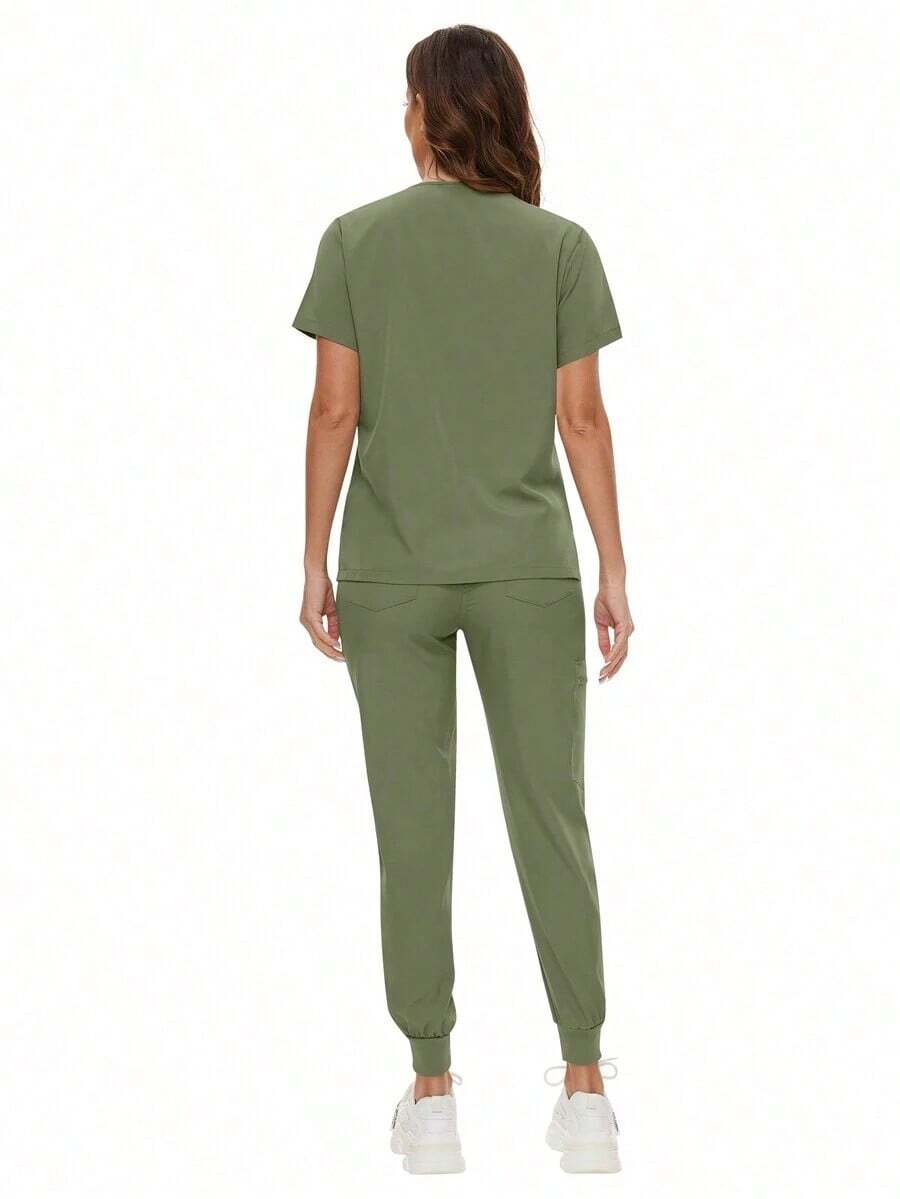 Surgical Uniforms Woman Scrub Set Nurse Beauty Salon Workwear Clinical Scrubs Top Pants Sets Spa Doctor Nursing Clinical Suit - 水鴨藍 - 查看 1