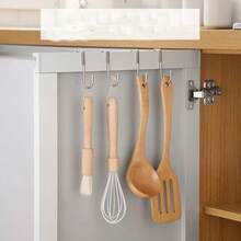 Ganchos de puerta en forma de S doble de acero inoxidable, fáciles de instalar, ganchos de puerta de estilo moderno de metal, adecuados para almacenamiento en la cocina y el baño - Plateado - Ver 4