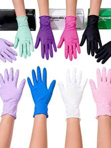 Disposable Nitrile Gloves, Durable Household Cleaning Gloves, Latex-Free, Waterproof & Anti-Static, Multi-Purpose Gloves Suitable For Home Cleaning, Kitchen, Bathroom, Household Items - Multicolor - View 1