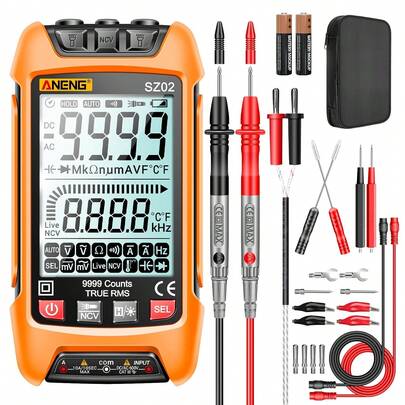Multimeter,Digital Voltage Tester Meter,TRMS 9999 Counts Voltmeter Measures  Current,Voltage,NCV,Resistance,Continuity,Capacitance,Diodes,Auto-Ranging Ohm,Amp Electrical Tools
