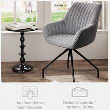 Swivel Armchair With Armrests, Velvet Look, Metal Legs, For Bedroom Or Living Room, Dark Grey - Grey - View 6