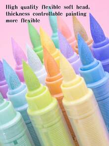 72/24/12色液体丙烯马克笔，学生艺术专业绘画软头马克笔，可堆叠的紧凑型涂色纸，适用于玻璃、石头、防水人体彩绘，圣诞礼物 - 彩色 - 查看 5